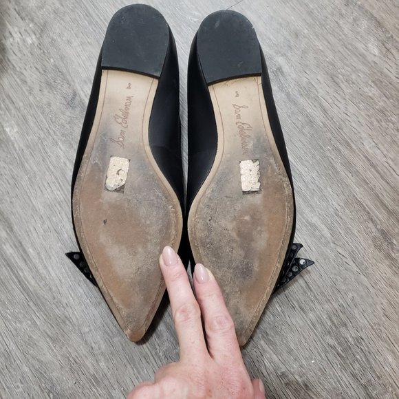 Sam Edelman Raisa Studded Ballerina Flat Sz 8 Pointed Toe Black Leather - Picture 9 of 10